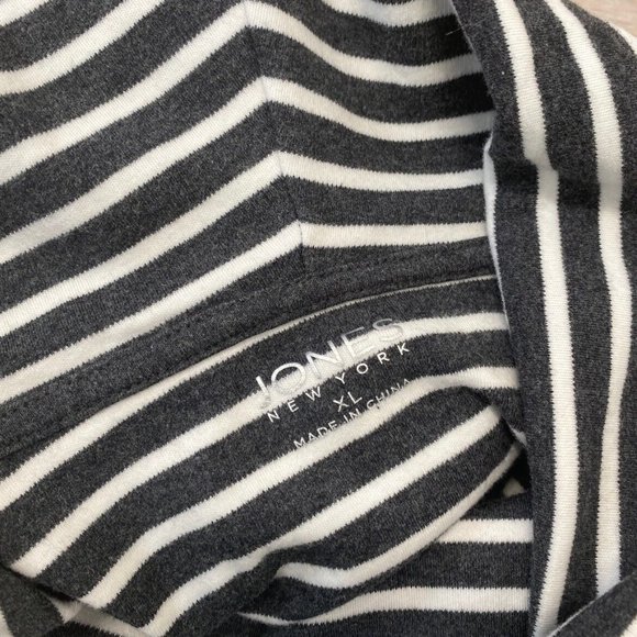 Jones New York Long Sleeve Cowl Neck Pullover Top Black White Stripe Sz XL - Picture 4 of 5